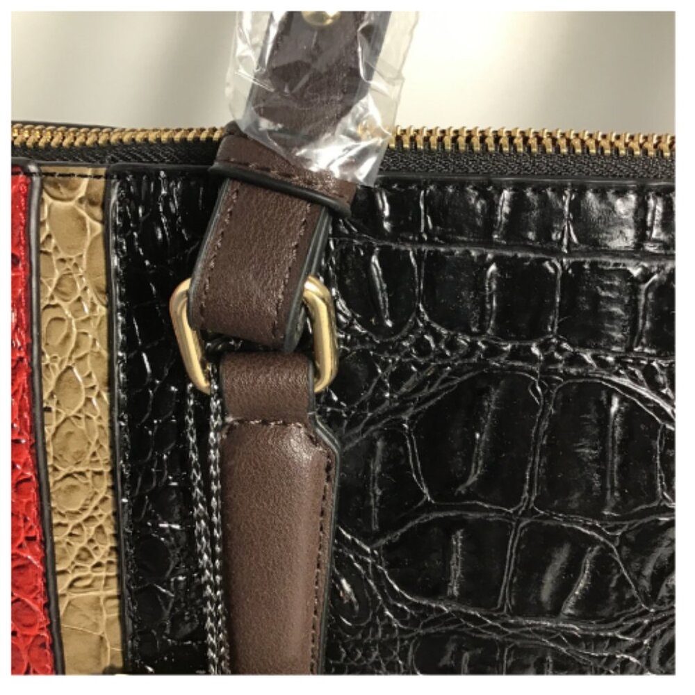 2-IN-1 Multicolor Alligator Crocodile Large Satchel Set With Wallet - Picture 5 of 12